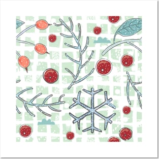 Winter Berry Pattern Posters and Art